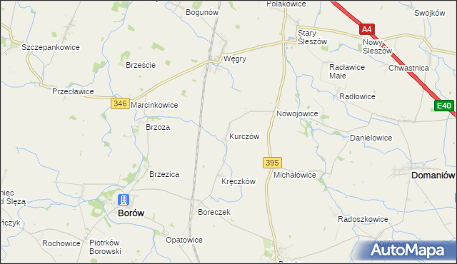 mapa Kurczów, Kurczów na mapie Targeo