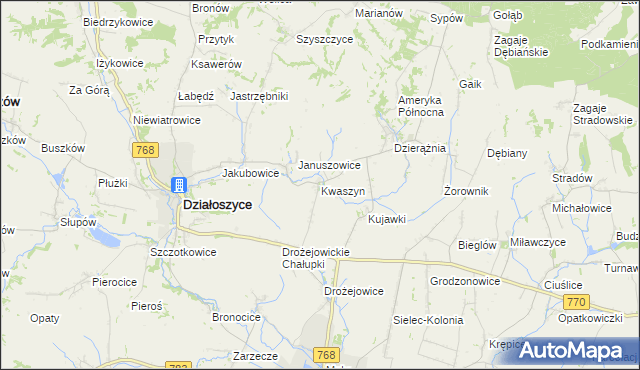 mapa Kwaszyn, Kwaszyn na mapie Targeo