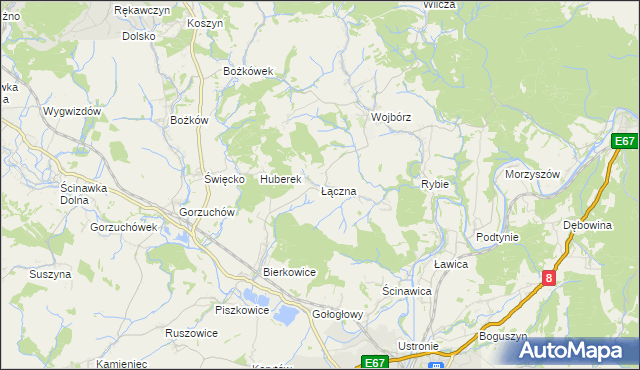 mapa Łączna gmina Kłodzko, Łączna gmina Kłodzko na mapie Targeo
