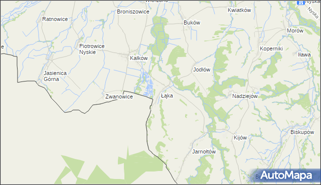 mapa Łąka gmina Otmuchów, Łąka gmina Otmuchów na mapie Targeo