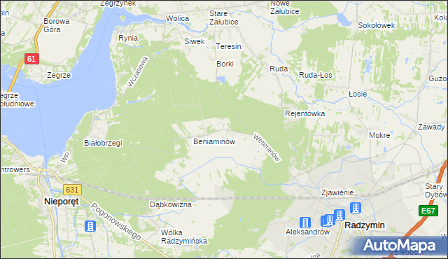 mapa Łąki gmina Radzymin, Łąki gmina Radzymin na mapie Targeo