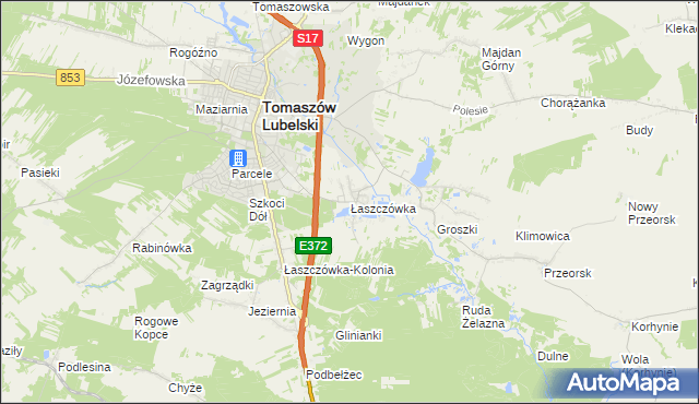 mapa Łaszczówka, Łaszczówka na mapie Targeo