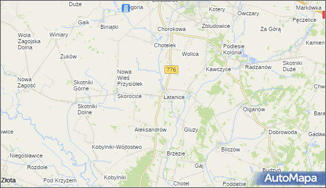 mapa Łatanice, Łatanice na mapie Targeo