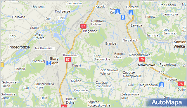 mapa Łazy Biegonickie, Łazy Biegonickie na mapie Targeo