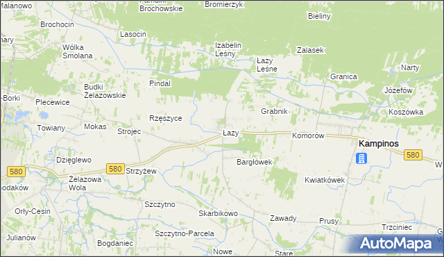 mapa Łazy gmina Kampinos, Łazy gmina Kampinos na mapie Targeo