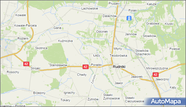 mapa Łazy gmina Rudniki, Łazy gmina Rudniki na mapie Targeo