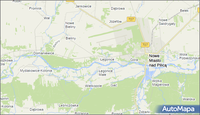 mapa Łęgonice, Łęgonice na mapie Targeo