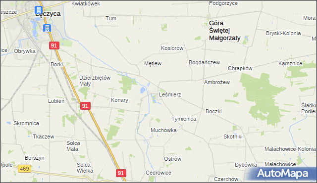 mapa Leśmierz, Leśmierz na mapie Targeo