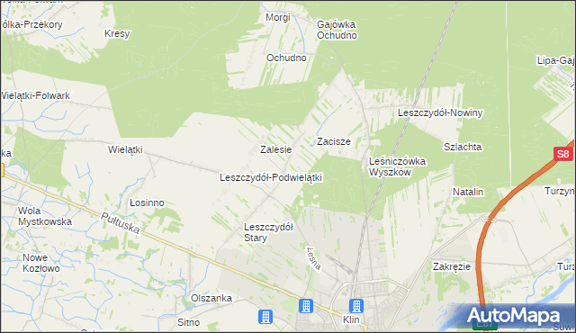 mapa Leszczydół-Pustki, Leszczydół-Pustki na mapie Targeo