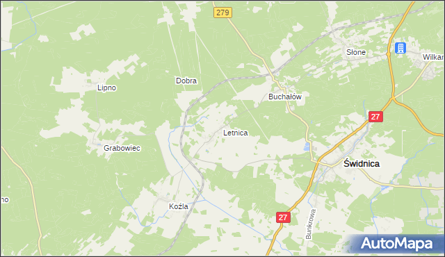 mapa Letnica, Letnica na mapie Targeo