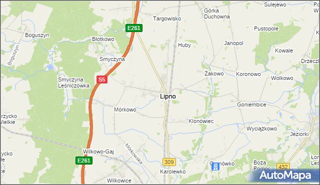 mapa Lipno powiat leszczyński, Lipno powiat leszczyński na mapie Targeo