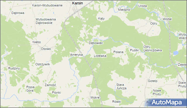 mapa Listewka, Listewka na mapie Targeo
