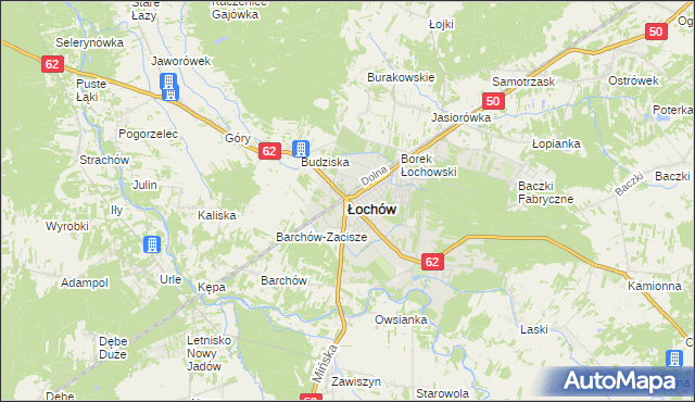 mapa Łochów powiat węgrowski, Łochów powiat węgrowski na mapie Targeo