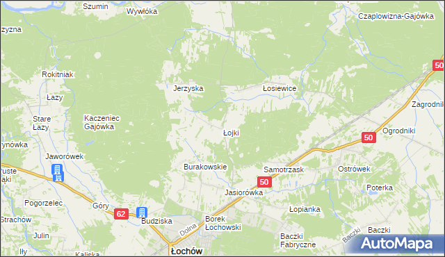 mapa Łojki gmina Łochów, Łojki gmina Łochów na mapie Targeo