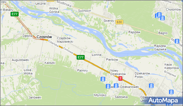 mapa Łomna gmina Czosnów, Łomna gmina Czosnów na mapie Targeo