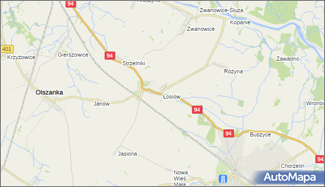 mapa Łosiów, Łosiów na mapie Targeo