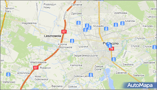 mapa Łoziska, Łoziska na mapie Targeo