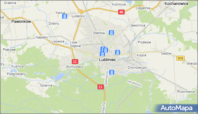 mapa Lubliniec, Lubliniec na mapie Targeo