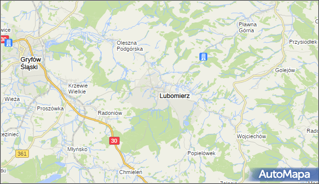 mapa Lubomierz powiat lwówecki, Lubomierz powiat lwówecki na mapie Targeo