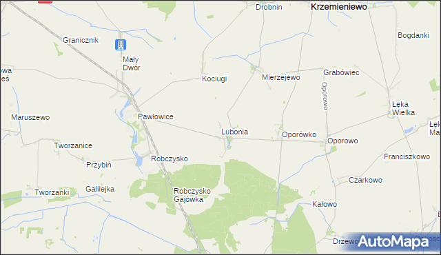mapa Lubonia gmina Krzemieniewo, Lubonia gmina Krzemieniewo na mapie Targeo