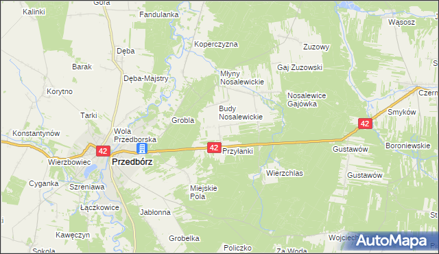 mapa Ludwików gmina Przedbórz, Ludwików gmina Przedbórz na mapie Targeo