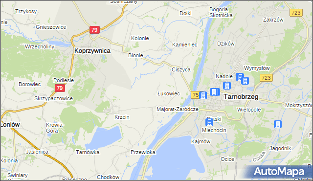 mapa Łukowiec gmina Koprzywnica, Łukowiec gmina Koprzywnica na mapie Targeo