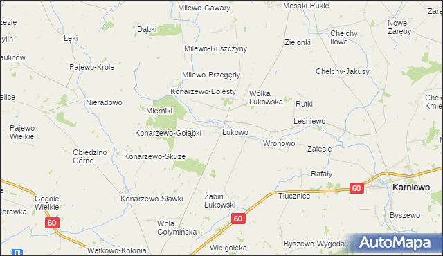 mapa Łukowo gmina Karniewo, Łukowo gmina Karniewo na mapie Targeo