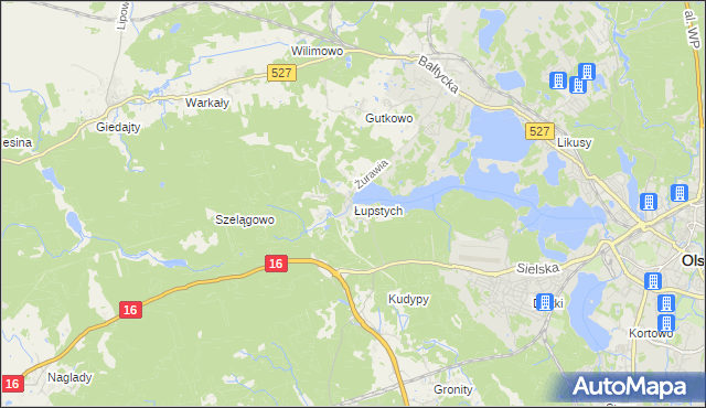 mapa Łupstych, Łupstych na mapie Targeo