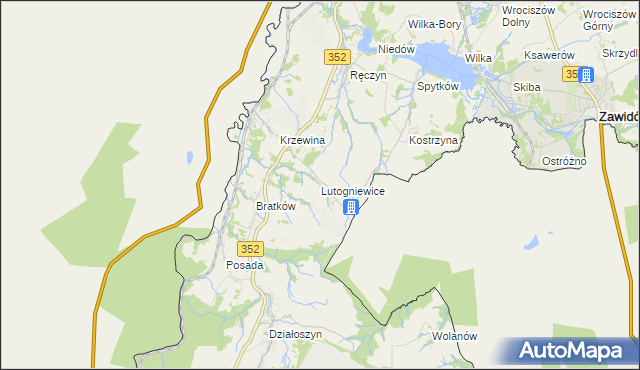 mapa Lutogniewice, Lutogniewice na mapie Targeo