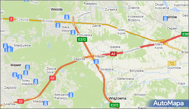mapa Majdan gmina Wiązowna, Majdan gmina Wiązowna na mapie Targeo