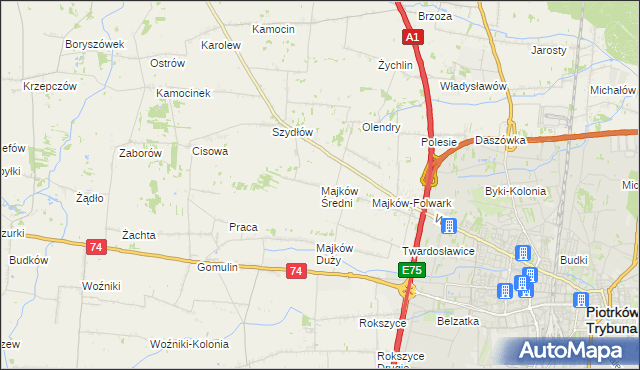 mapa Majków Średni, Majków Średni na mapie Targeo