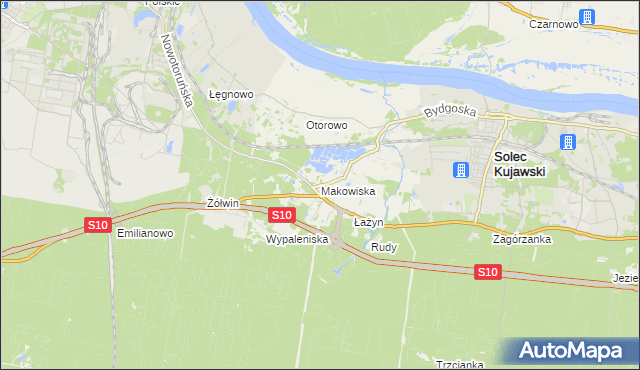 mapa Makowiska gmina Solec Kujawski, Makowiska gmina Solec Kujawski na mapie Targeo