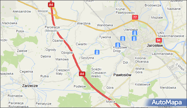 mapa Maleniska gmina Pawłosiów, Maleniska gmina Pawłosiów na mapie Targeo