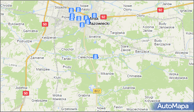mapa Marianka gmina Mińsk Mazowiecki, Marianka gmina Mińsk Mazowiecki na mapie Targeo