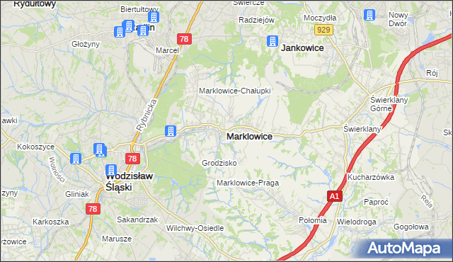 mapa Marklowice, Marklowice na mapie Targeo