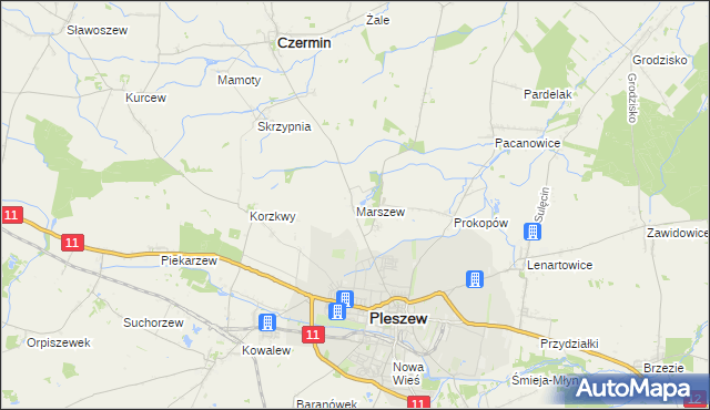 mapa Marszew gmina Pleszew, Marszew gmina Pleszew na mapie Targeo