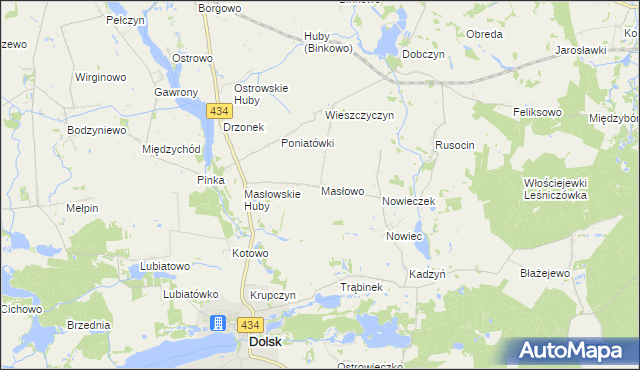 mapa Masłowo gmina Dolsk, Masłowo gmina Dolsk na mapie Targeo