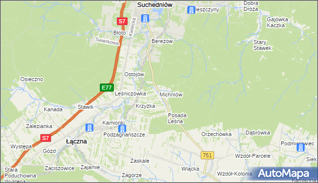 mapa Michniów, Michniów na mapie Targeo