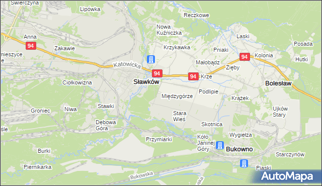 mapa Międzygórze gmina Bolesław, Międzygórze gmina Bolesław na mapie Targeo