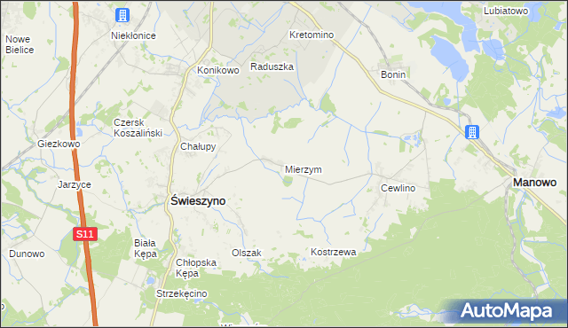 mapa Mierzym, Mierzym na mapie Targeo