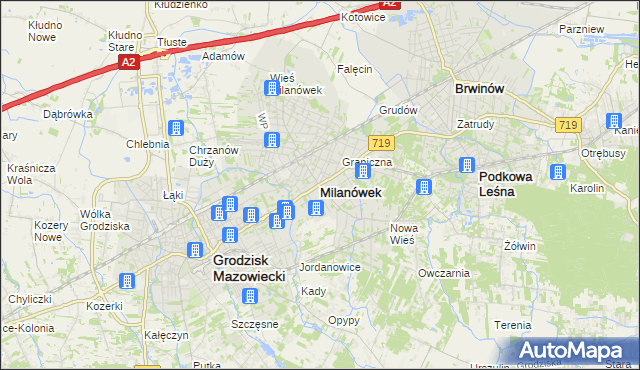 mapa Milanówek, Milanówek na mapie Targeo