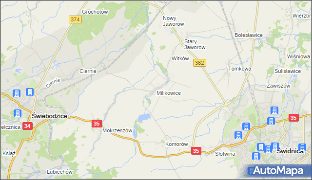 mapa Milikowice, Milikowice na mapie Targeo