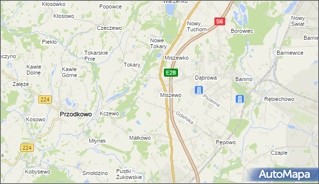 mapa Miszewo gmina Żukowo, Miszewo gmina Żukowo na mapie Targeo