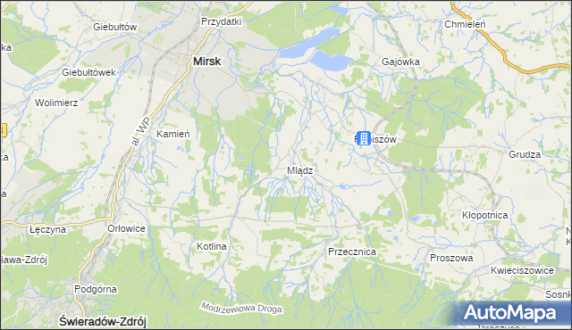 mapa Mlądz, Mlądz na mapie Targeo