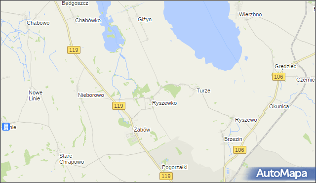 mapa Młyny gmina Pyrzyce, Młyny gmina Pyrzyce na mapie Targeo