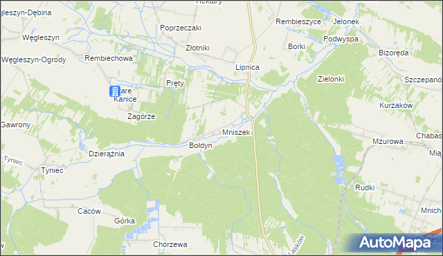 mapa Mniszek gmina Małogoszcz, Mniszek gmina Małogoszcz na mapie Targeo