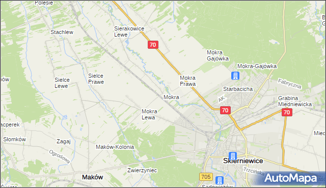 mapa Mokra gmina Skierniewice, Mokra gmina Skierniewice na mapie Targeo