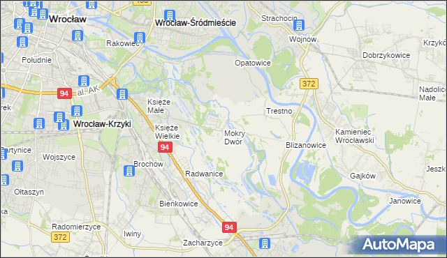 mapa Mokry Dwór gmina Siechnice, Mokry Dwór gmina Siechnice na mapie Targeo