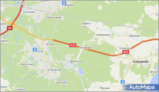 mapa Morawsko gmina Kobylanka, Morawsko gmina Kobylanka na mapie Targeo