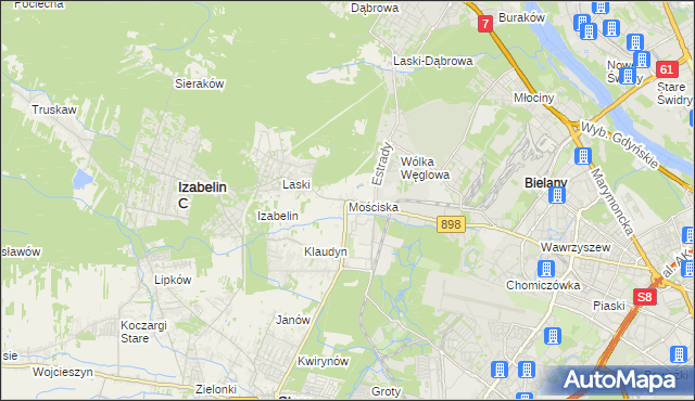 mapa Mościska gmina Izabelin, Mościska gmina Izabelin na mapie Targeo